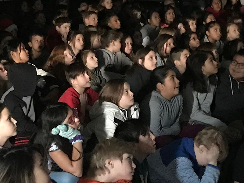 Students watching documentary