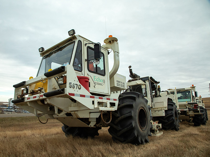 Vibroseis trucks