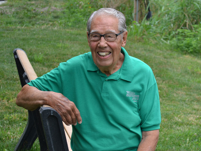 man sitting on bench